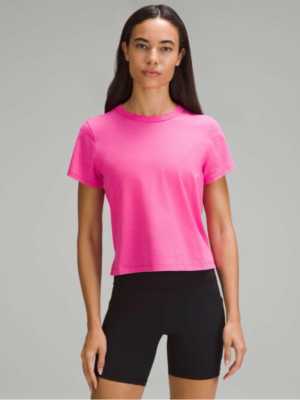Lululemon Classic-Fit Cotton-Blend Crewneck T-Shirt in Sonic Pink Size 6 W3FGDS